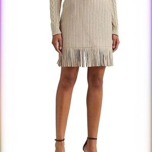 Lauren Ralph Lauren Cream Fringe Mini Skirt
